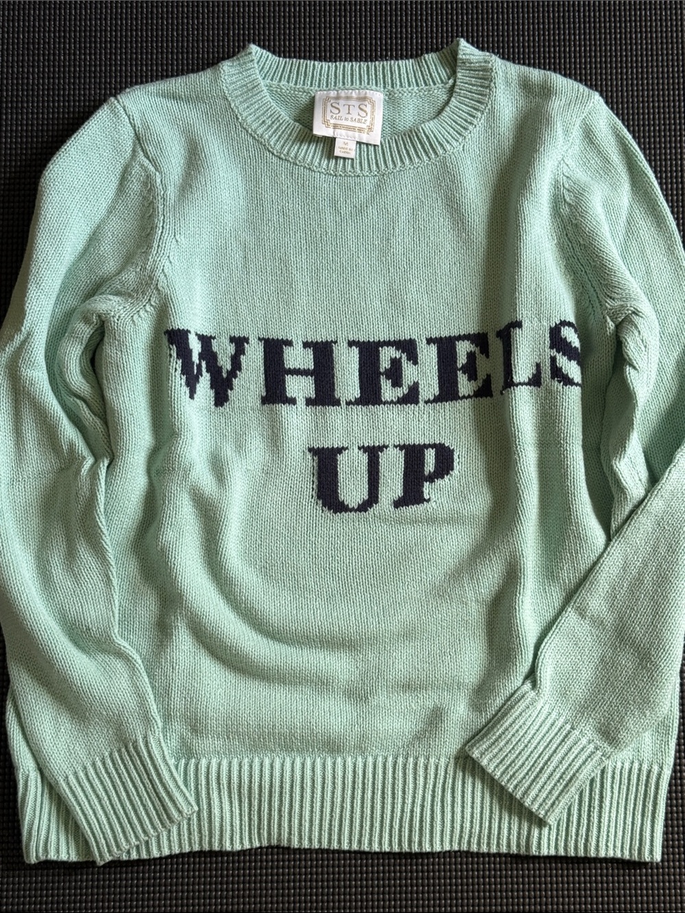 Sail to Sable Mint Green 'WHEELS UP' Crewneck Sweater